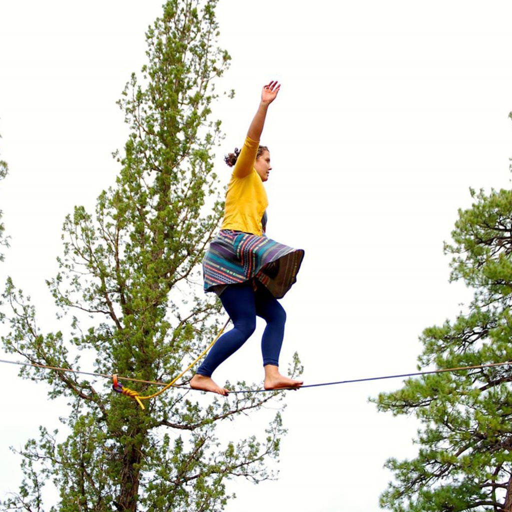 YogaSlackers Teacher Malory Danger Paige walking a highline