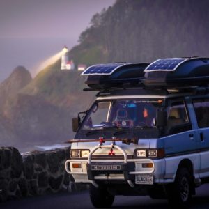 YogaSlackers SlackerVan in the Oregon Coast