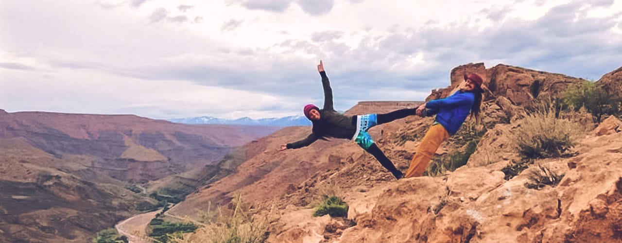 AcroYoga Long flag over Morocco