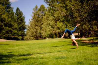 Chelsey Magness transitioning from the line inversion to lying down.